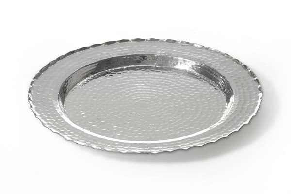 alt=" Aluminum tray hammered silver"