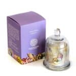 Candle in a glass bell jar with a cover, filled with an ocean breeze scent candle. The bell jar is adorned with shells and an Arabic verse from the poet Hafiz Ibrahim asking about his sea shells:  أنا البحر فى أحشائه الدر كامن..فهل سألوا الغواص عن صدفاتى؟! Empty أنا البحر فى أحشائه الدر كامن..فهل سألوا الغواص عن صدفاتى؟!