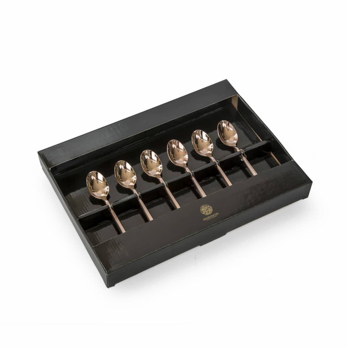 6251873004372-1-scaled-1.jpg A set of rose-gold color stainless steal cutlery, comes with 6 pieces of sugar spoons.