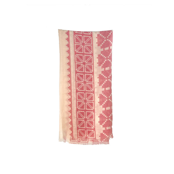 Silk Scarf Luxury - Cross Stitch Maroon Silk and Modal Scarf