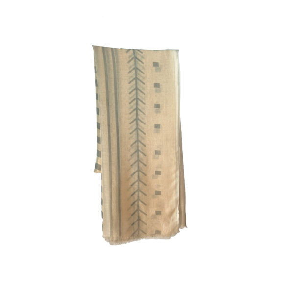 Elegant Print Scarf - Silk and Modal Sadu Beige