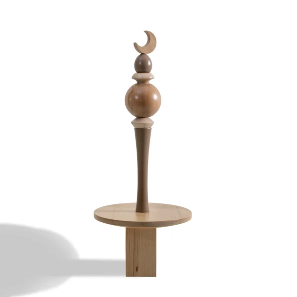Minaret Decor Rafeeq Collection with Plate in Truffle Wood (20x20x39cm)
