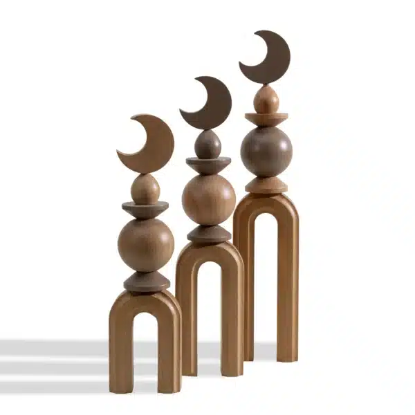 Minaret Decor Rafeeq Collection with Plate in Truffle Wood (20x20x39cm) - Image 2