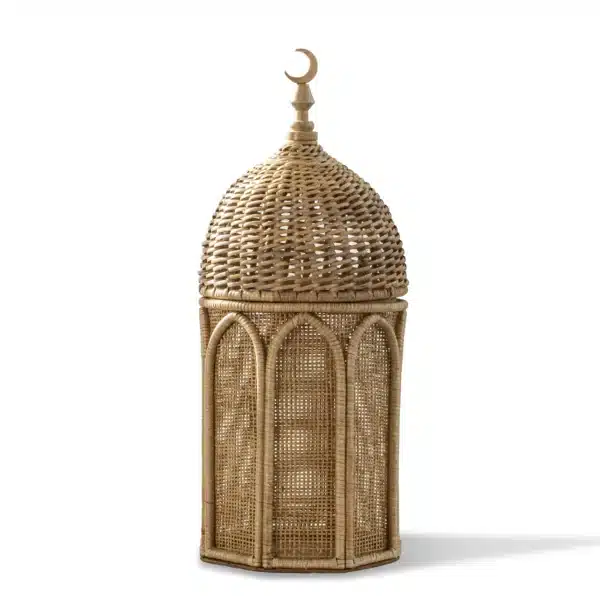 Rattan Majles Large Minaret – Honey (H.60 cm) | Natural Rattan & Bamboo Ramadan 2026 Decor
